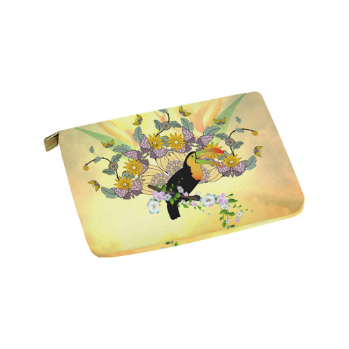 Toucan with flowers Carry-All Pouch 9.5''x6''