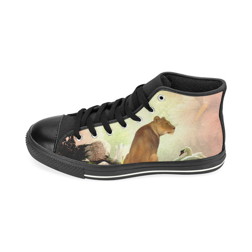 Awesome lioness in a fantasy world High Top Canvas Women's Shoes/Large Size (Model 017)