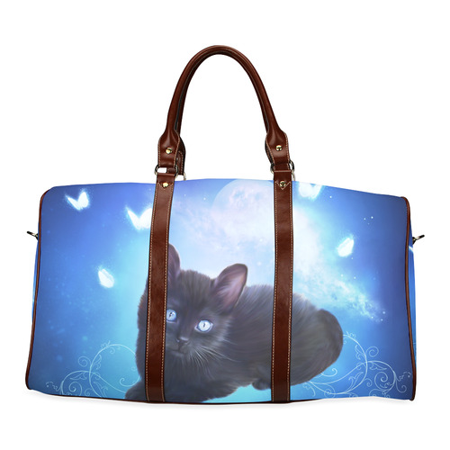 Cute little back kitten Waterproof Travel Bag/Small (Model 1639)