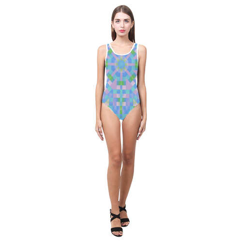 Multicolor Kaleidoscope Vest One Piece Swimsuit (Model S04)