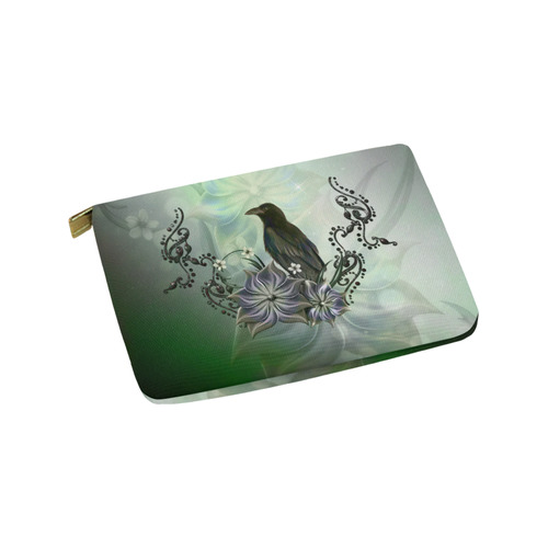 Raven with flowers Carry-All Pouch 9.5''x6''