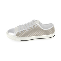 Beige with White Stripe Canvas Women's Shoes/Large Size (Model 018)