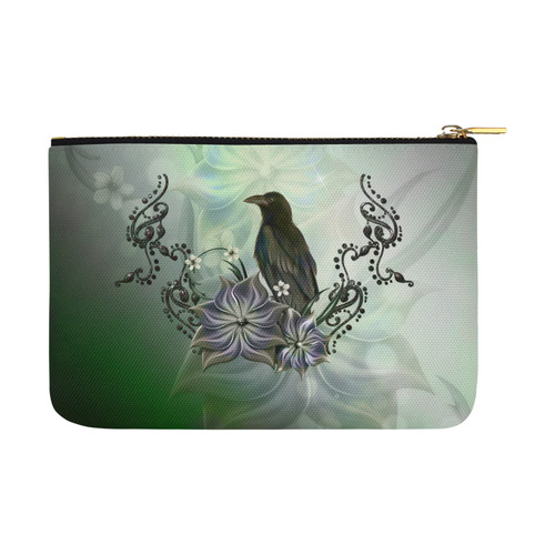 Raven with flowers Carry-All Pouch 12.5''x8.5''