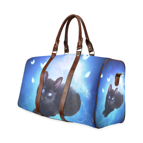 Cute little back kitten Waterproof Travel Bag/Small (Model 1639)