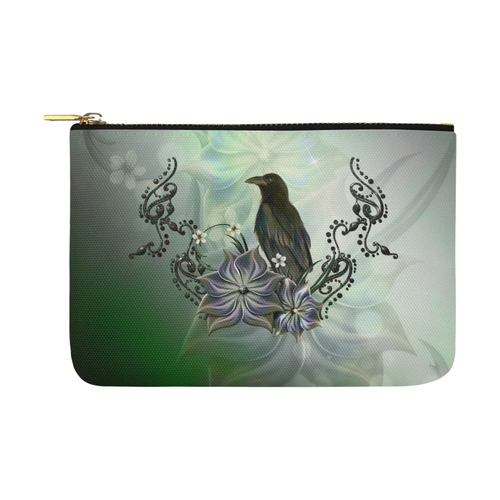 Raven with flowers Carry-All Pouch 12.5''x8.5''