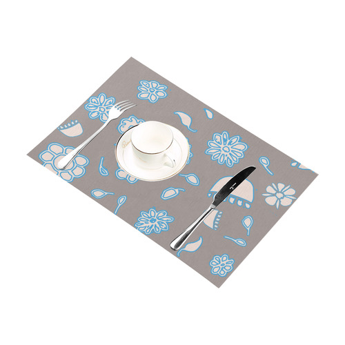 floral gray and blue Placemat 12’’ x 18’’ (Set of 6)