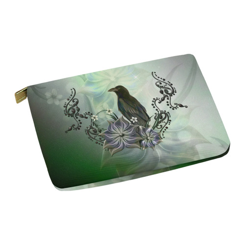 Raven with flowers Carry-All Pouch 12.5''x8.5''