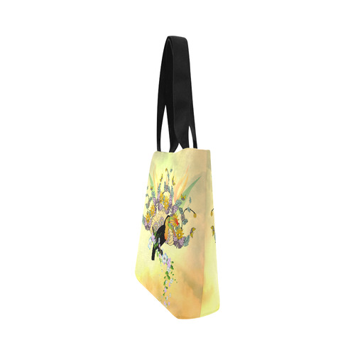 Toucan with flowers Canvas Tote Bag (Model 1657)
