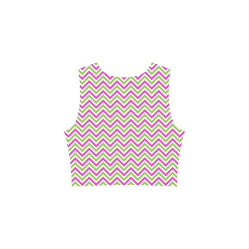 Pink Green White Chevron Sleeveless Ice Skater Dress (D19)