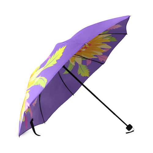 Pretty Big Flowers on Purple Foldable Umbrella (Model U01)