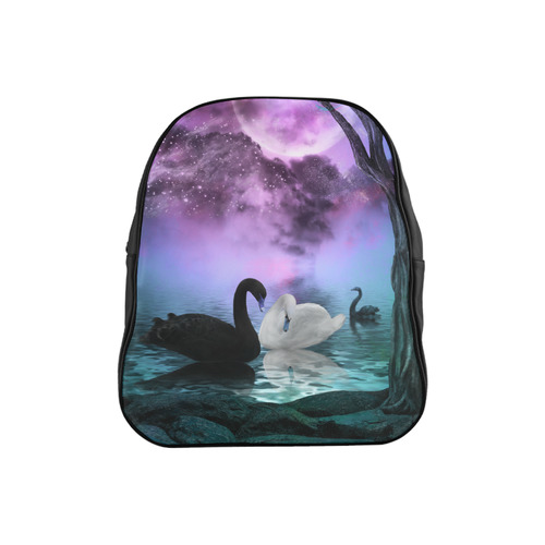 Wonderful black and white swan School Backpack (Model 1601)(Small)