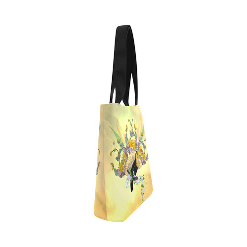 Toucan with flowers Canvas Tote Bag (Model 1657)