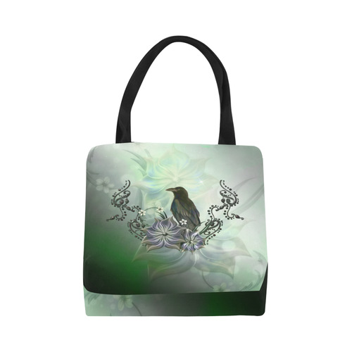 Raven with flowers Canvas Tote Bag (Model 1657)