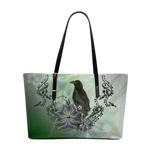 Raven with flowers Euramerican Tote Bag/Large (Model 1656)