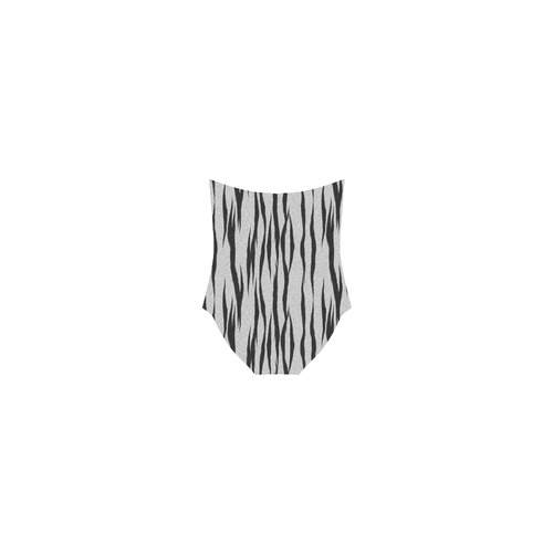 A Trendy Black Silver Big Cat Fur Texture Strap Swimsuit ( Model S05)