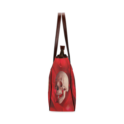 Funny Skull and Red Rose Classic Tote Bag (Model 1644)