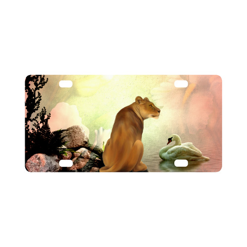 Awesome lioness in a fantasy world Classic License Plate