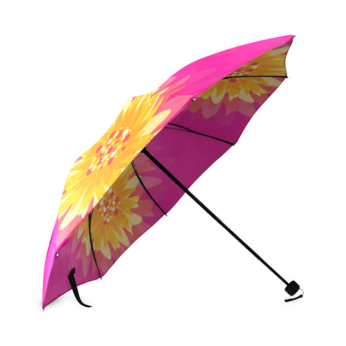 Bursting Orange Flower on Pink Foldable Umbrella (Model U01)