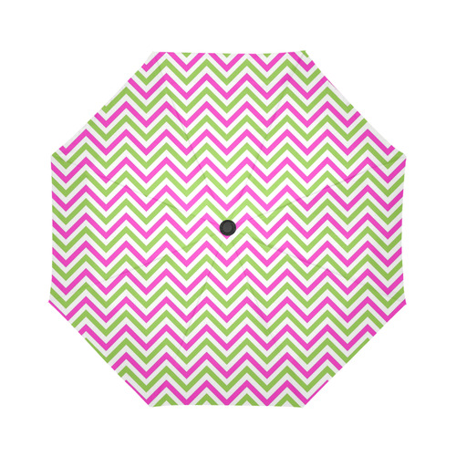 Pink Green White Chevron Auto-Foldable Umbrella (Model U04)