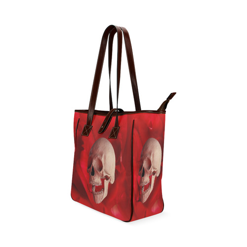 Funny Skull and Red Rose Classic Tote Bag (Model 1644)