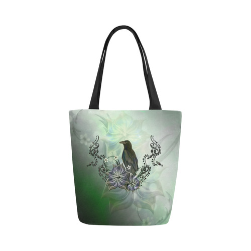 Raven with flowers Canvas Tote Bag (Model 1657)