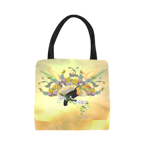 Toucan with flowers Canvas Tote Bag (Model 1657)