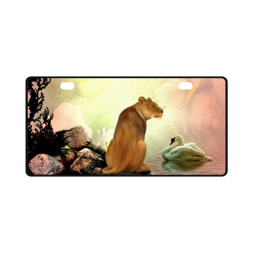 Awesome lioness in a fantasy world License Plate