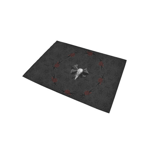 Raven Skull Roses Gothic Print Area Rug 5'x3'3''