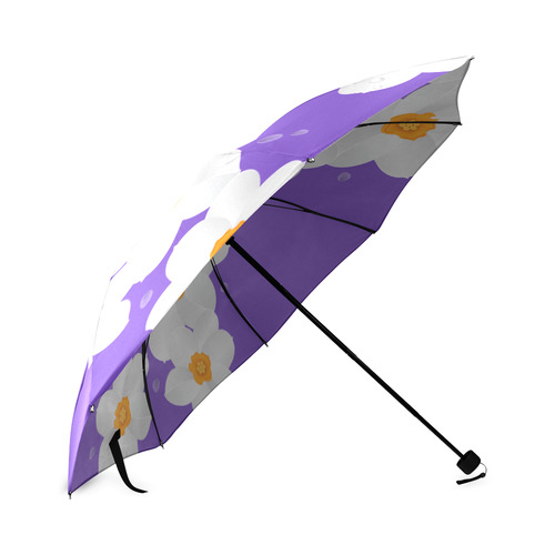 White Orange Flowers on Purple Foldable Umbrella (Model U01)