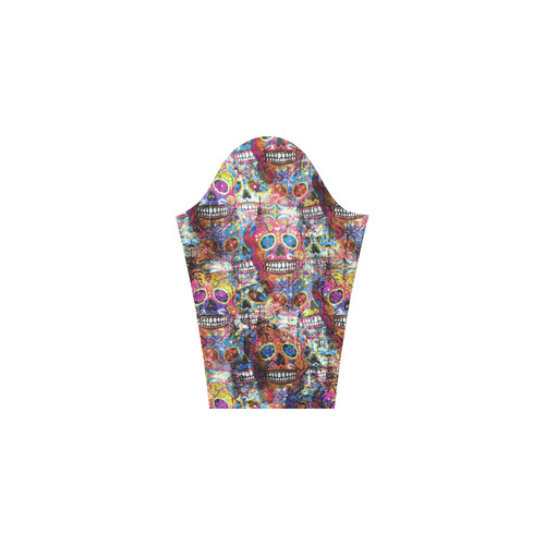 Colorfully Flower Power Skull Grunge Pattern Bateau A-Line Skirt (D21)