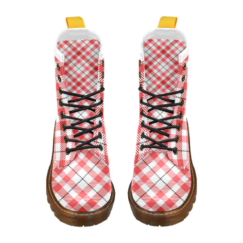 cozy and pleasant Plaid 1C High Grade PU Leather Martin Boots For Women Model 402H