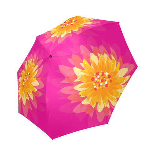 Bursting Orange Flower on Pink Foldable Umbrella (Model U01)