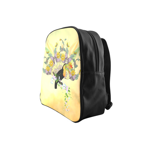 Toucan with flowers School Backpack (Model 1601)(Small)