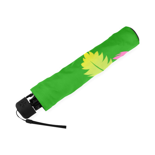 Pretty Big Flowers on Green Foldable Umbrella (Model U01)