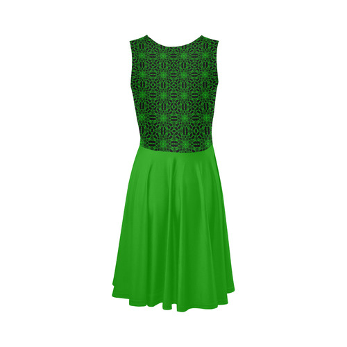 Green Lace Sleeveless Ice Skater Dress (D19)