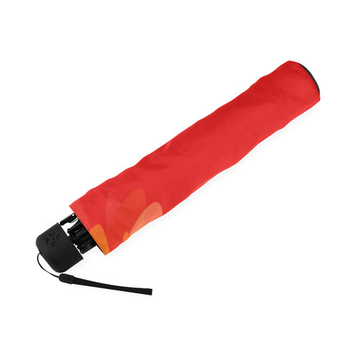 Bursting Orange Flower on Red Foldable Umbrella (Model U01)