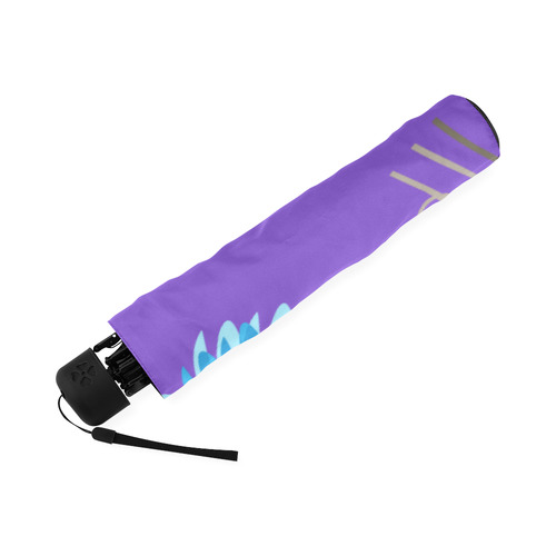 Pink Blue Yellow FLowers on Purple Foldable Umbrella (Model U01)