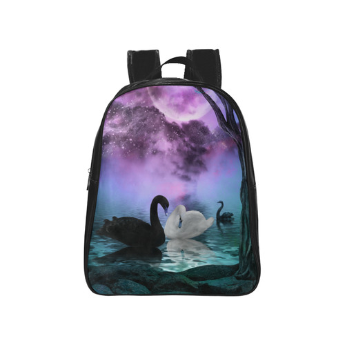 Wonderful black and white swan School Backpack (Model 1601)(Small)