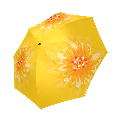 Bursting Orange Flower on Yellow Foldable Umbrella (Model U01)