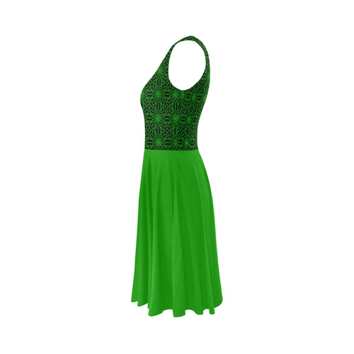 Green Lace Sleeveless Ice Skater Dress (D19)