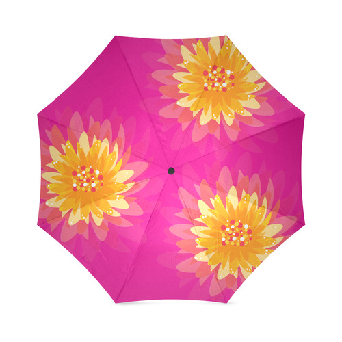 Bursting Orange Flower on Pink Foldable Umbrella (Model U01)