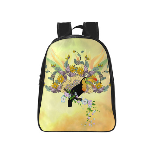 Toucan with flowers School Backpack (Model 1601)(Small)