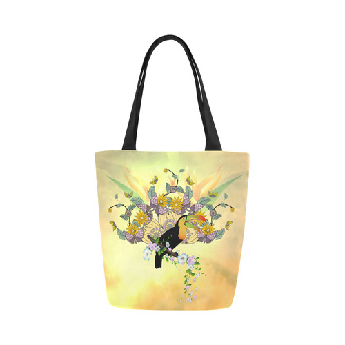 Toucan with flowers Canvas Tote Bag (Model 1657)