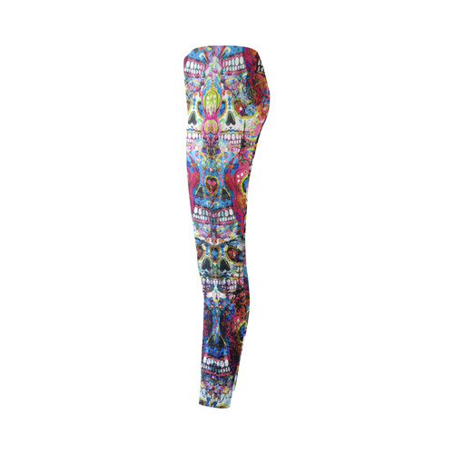 Colorfully Flower Power Skull Grunge Pattern Cassandra Women's Leggings (Model L01)