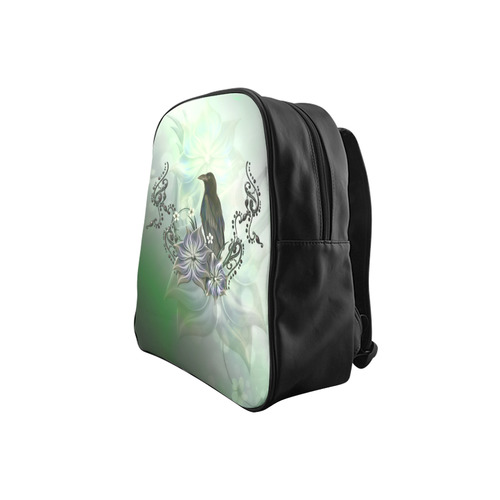Raven with flowers School Backpack (Model 1601)(Small)
