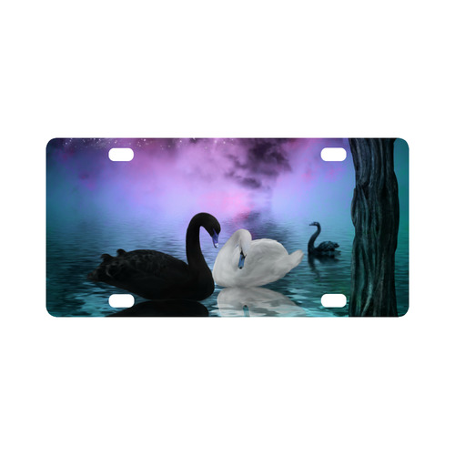 Wonderful black and white swan Classic License Plate