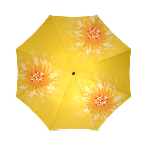 Bursting Orange Flower on Yellow Foldable Umbrella (Model U01)