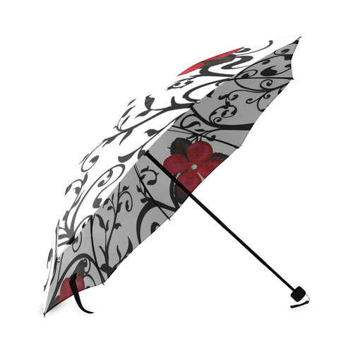 Red Flowers Goth Print Foldable Umbrella (Model U01)