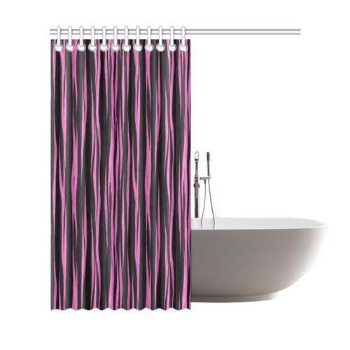 A Trendy Black Pink Big Cat Fur Texture Shower Curtain 69"x72"