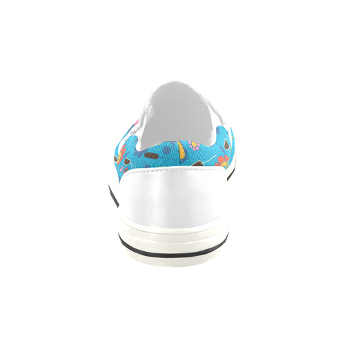 spring flower blue Slip-on Canvas Shoes for Kid (Model 019)